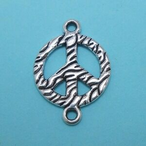 5pcs Peace Sign Connectors links‎ silver tone, jewelry making findings supplies